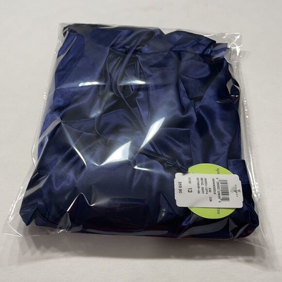 Windsor Metallic Blue Satin Side Pleats Tie Around Bodycon Dress Size 13 NWT - Picture 16 of 16